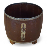 Vintage Metal Planter On Wooden Stand