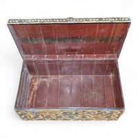 Vintage Indian Hand Painted Metal Travel Trunk Chest