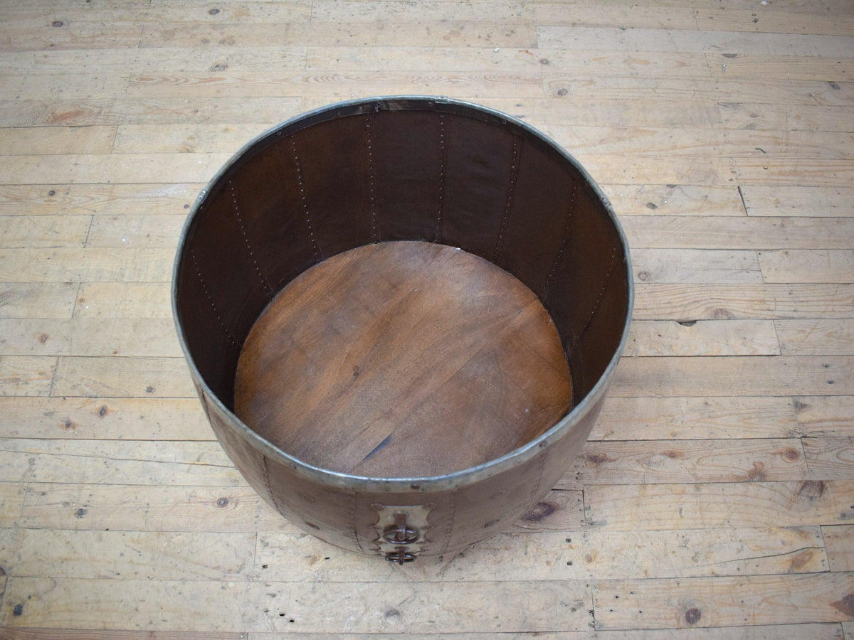 Vintage Metal Planter On Wooden Stand