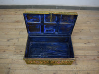 Vintage Indian Hand Painted Metal Travel Trunk Chest