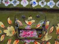 Vintage Indian Hand Painted Metal Travel Trunk Chest