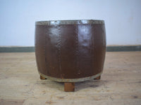 Vintage Metal Planter On Wooden Stand