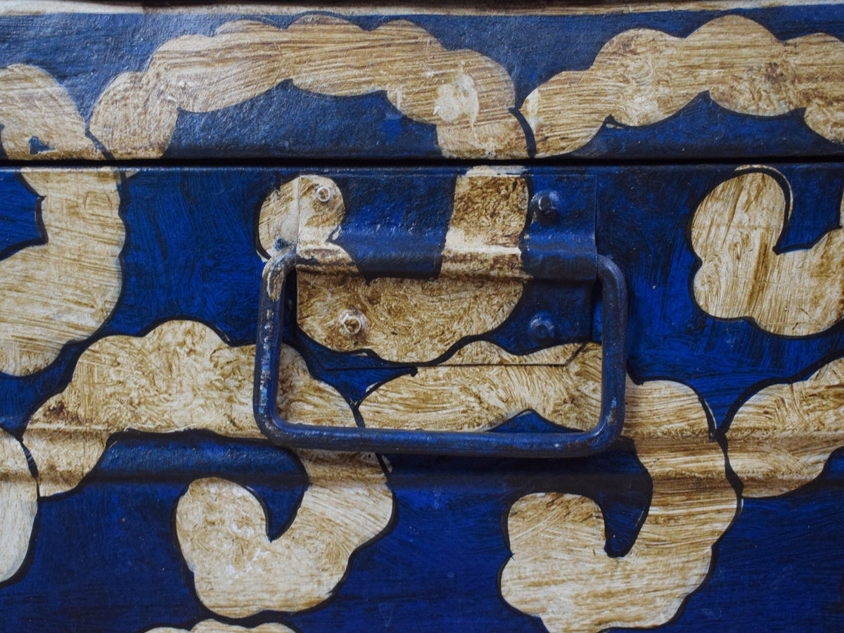 Vintage Indian Hand Painted Metal Travel Trunk Chest