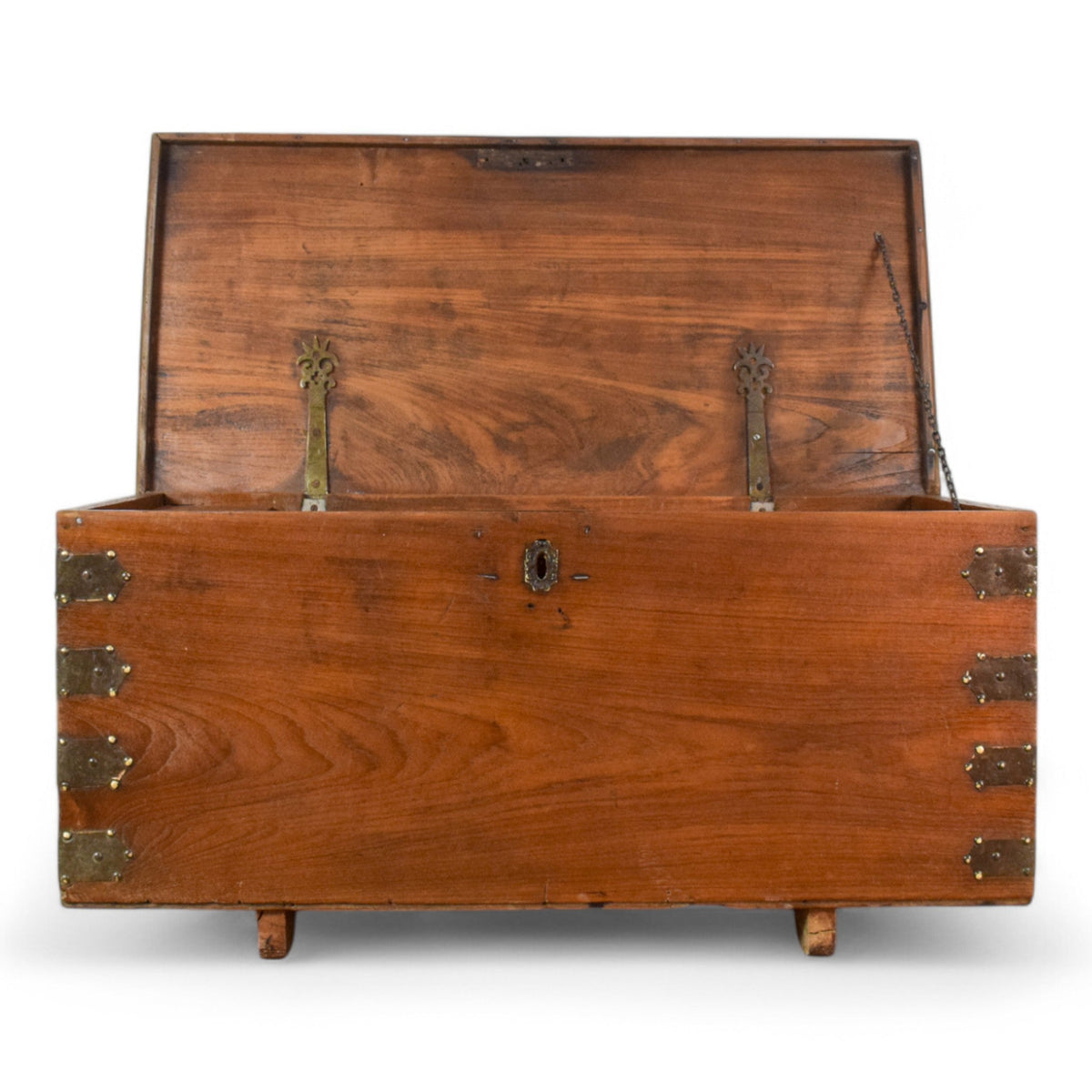 Vintage Rustic Wooden Metal Bound Chest Box Coffee Table