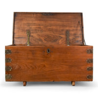 Vintage Rustic Wooden Metal Bound Chest Box Coffee Table