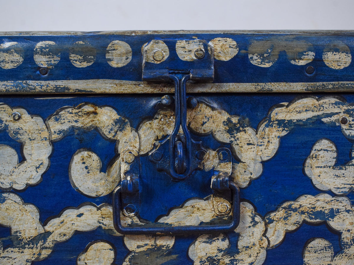 Vintage Indian Hand Painted Metal Travel Trunk Chest