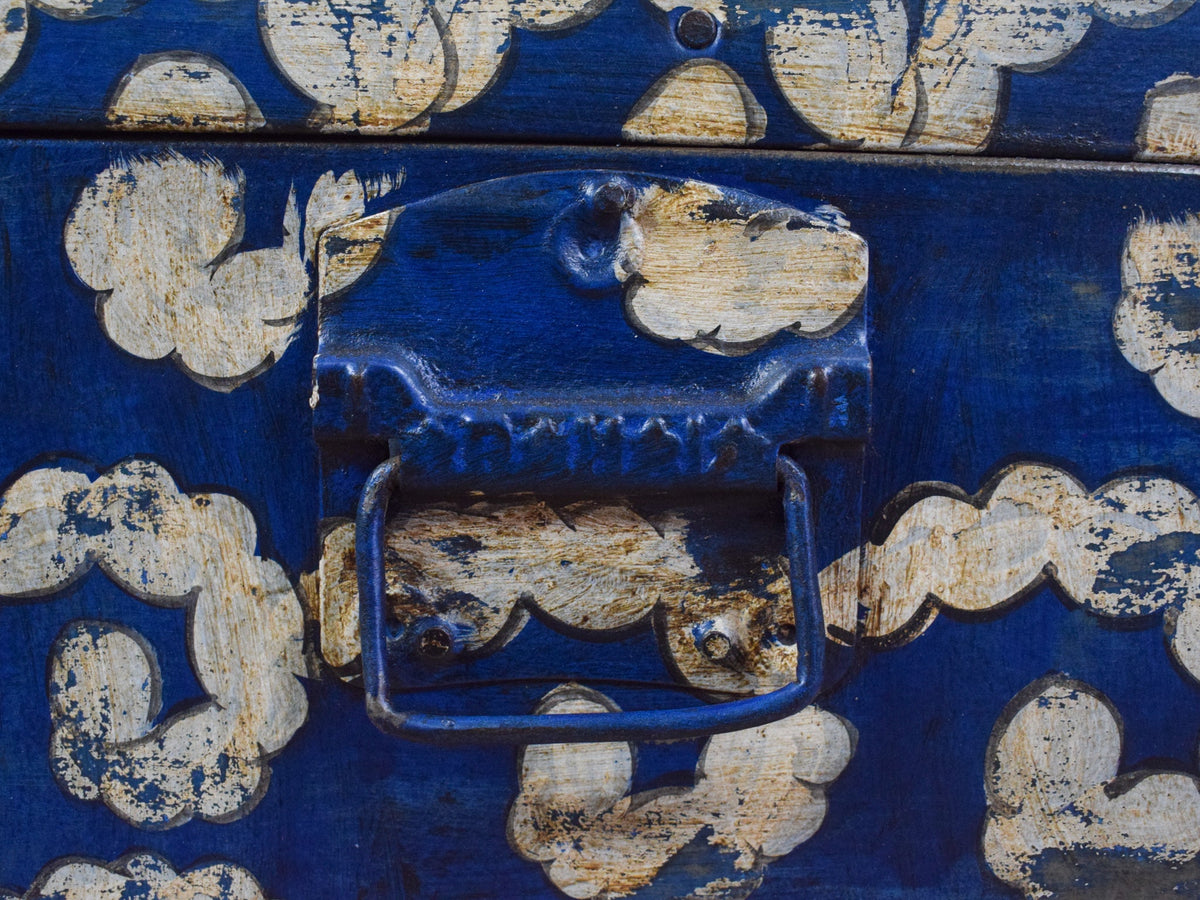 Vintage Indian Hand Painted Metal Travel Trunk Chest