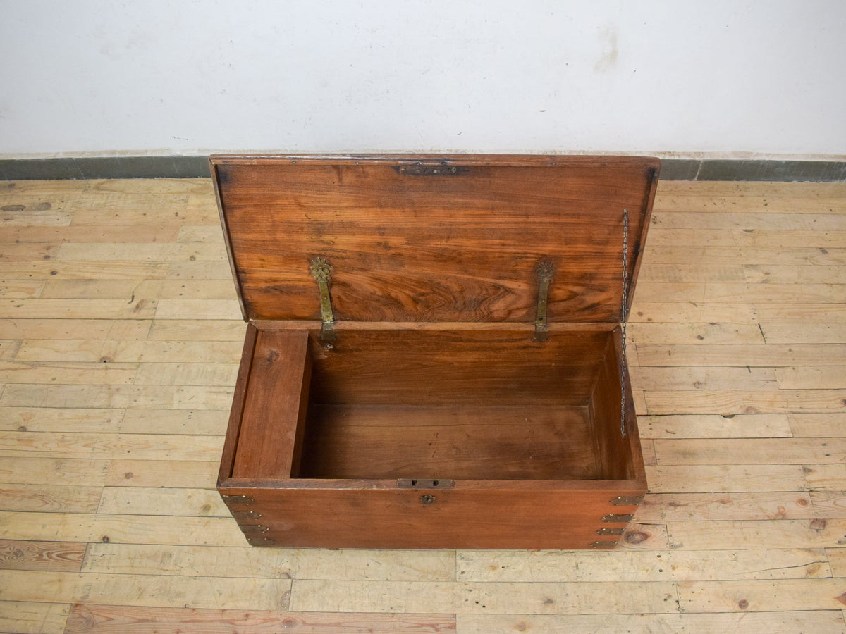 Vintage Rustic Wooden Metal Bound Chest Box Coffee Table