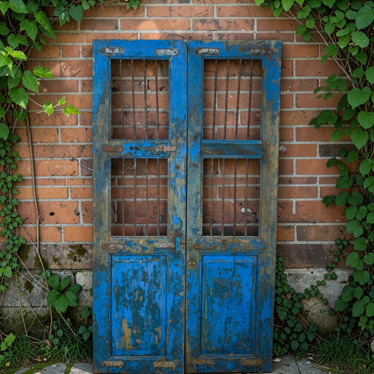 Pair of Antique Vintage Indian Doors Shutters