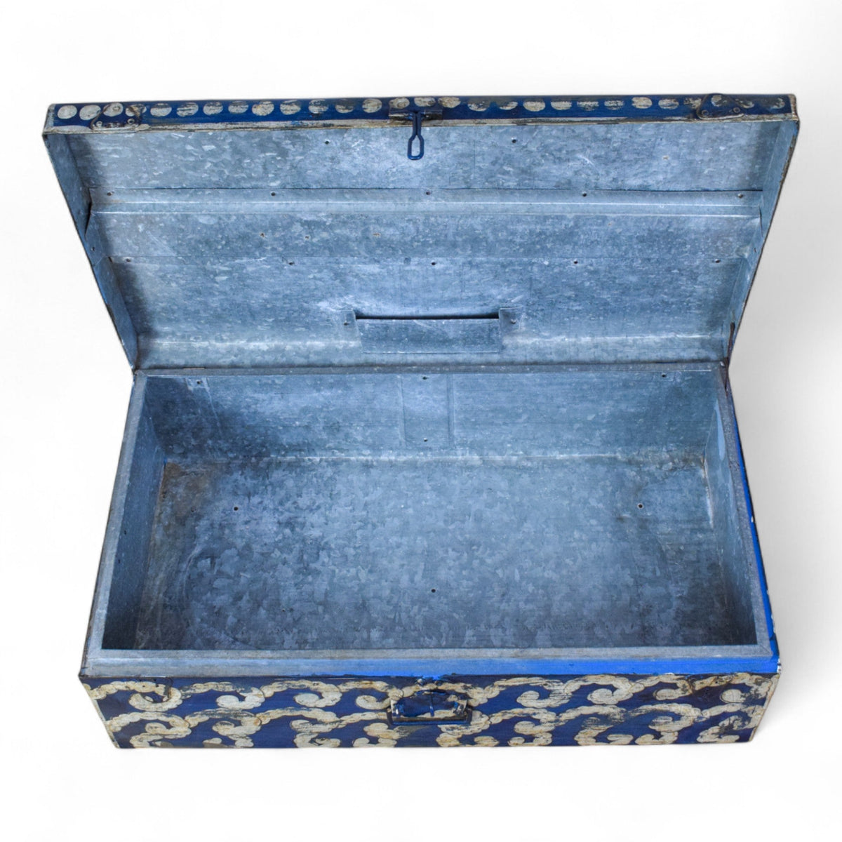 Vintage Indian Hand Painted Metal Travel Trunk Chest