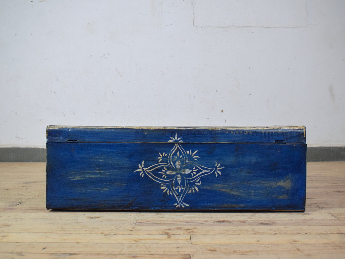 Vintage Indian Hand Painted Metal Travel Trunk Chest