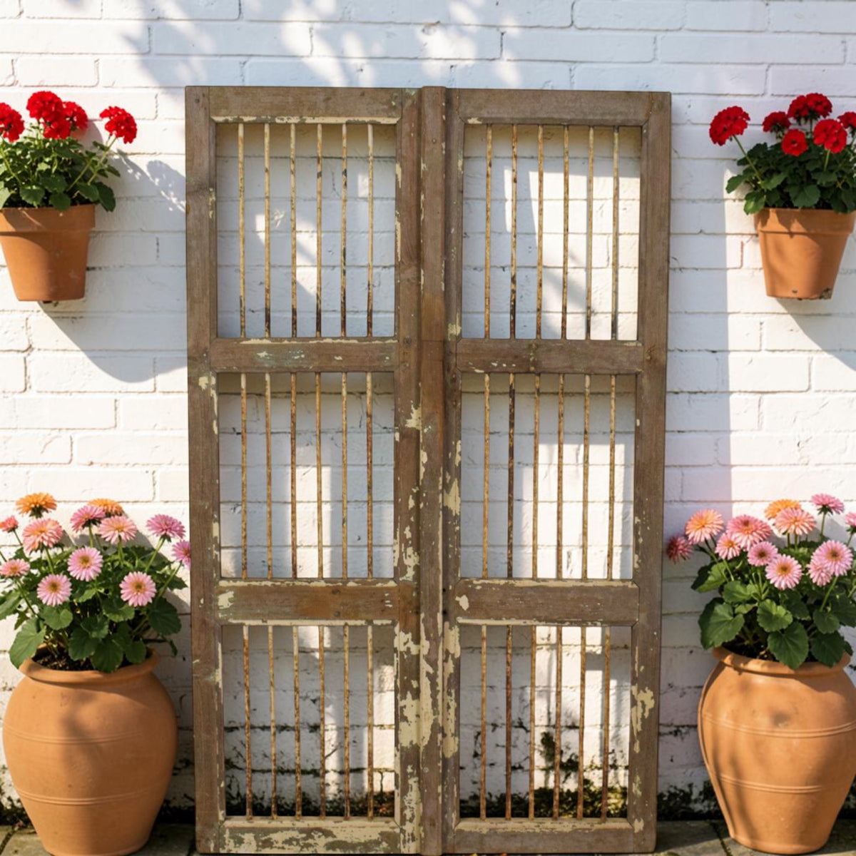 Pair of Antique Vintage Indian Doors Shutters