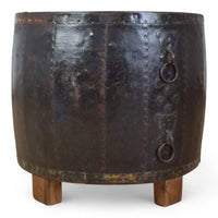 Vintage Metal Planter On Wooden Stand