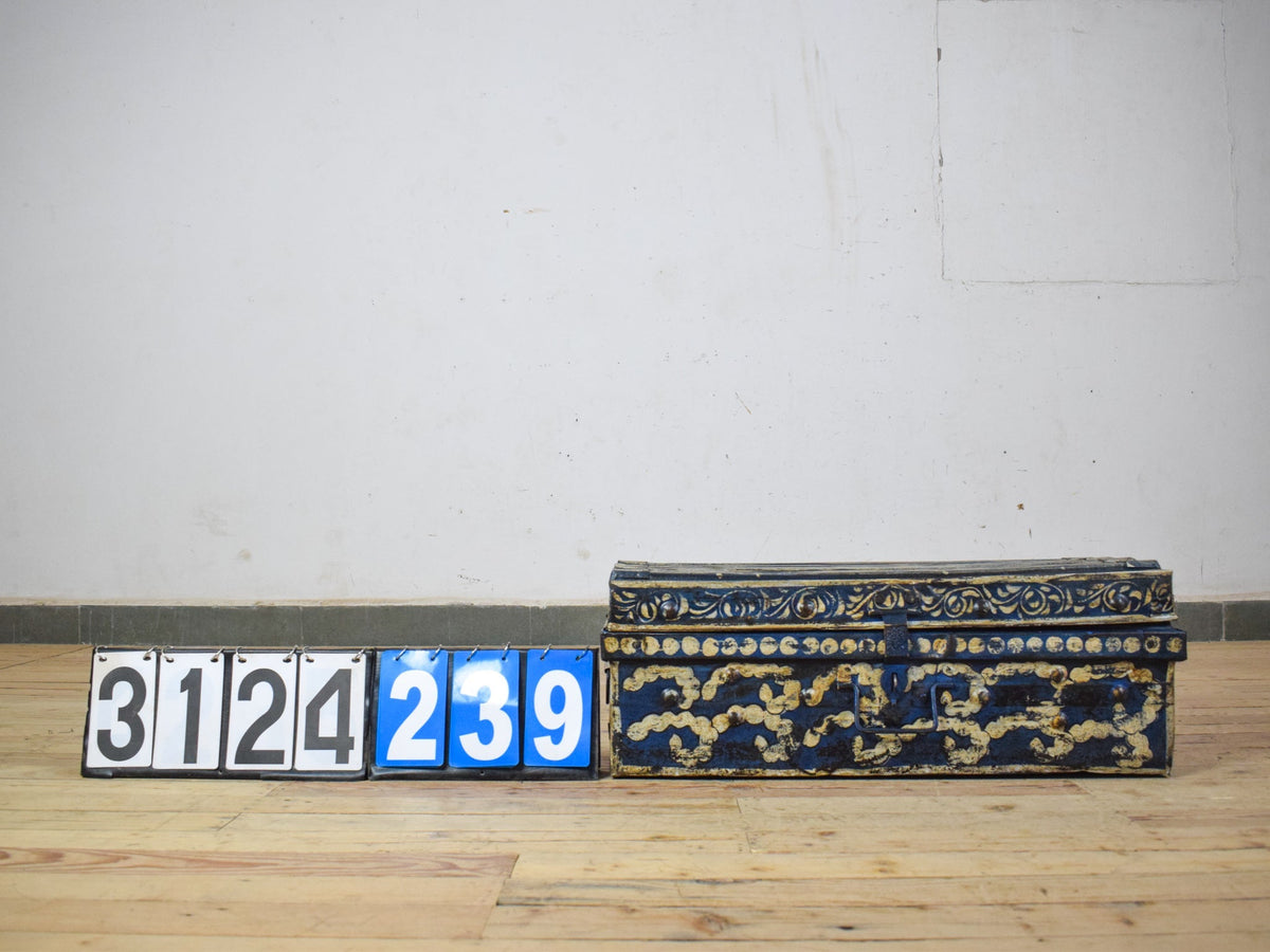 Vintage Indian Hand Painted Metal Travel Trunk Chest