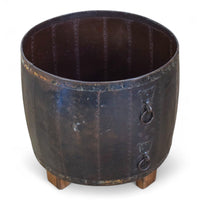 Vintage Metal Planter On Wooden Stand