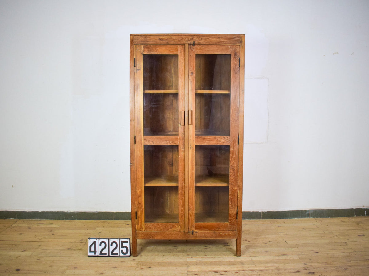 Vintage Wooden Housekeepers Bookcase Rustic Cupboard Cabinet