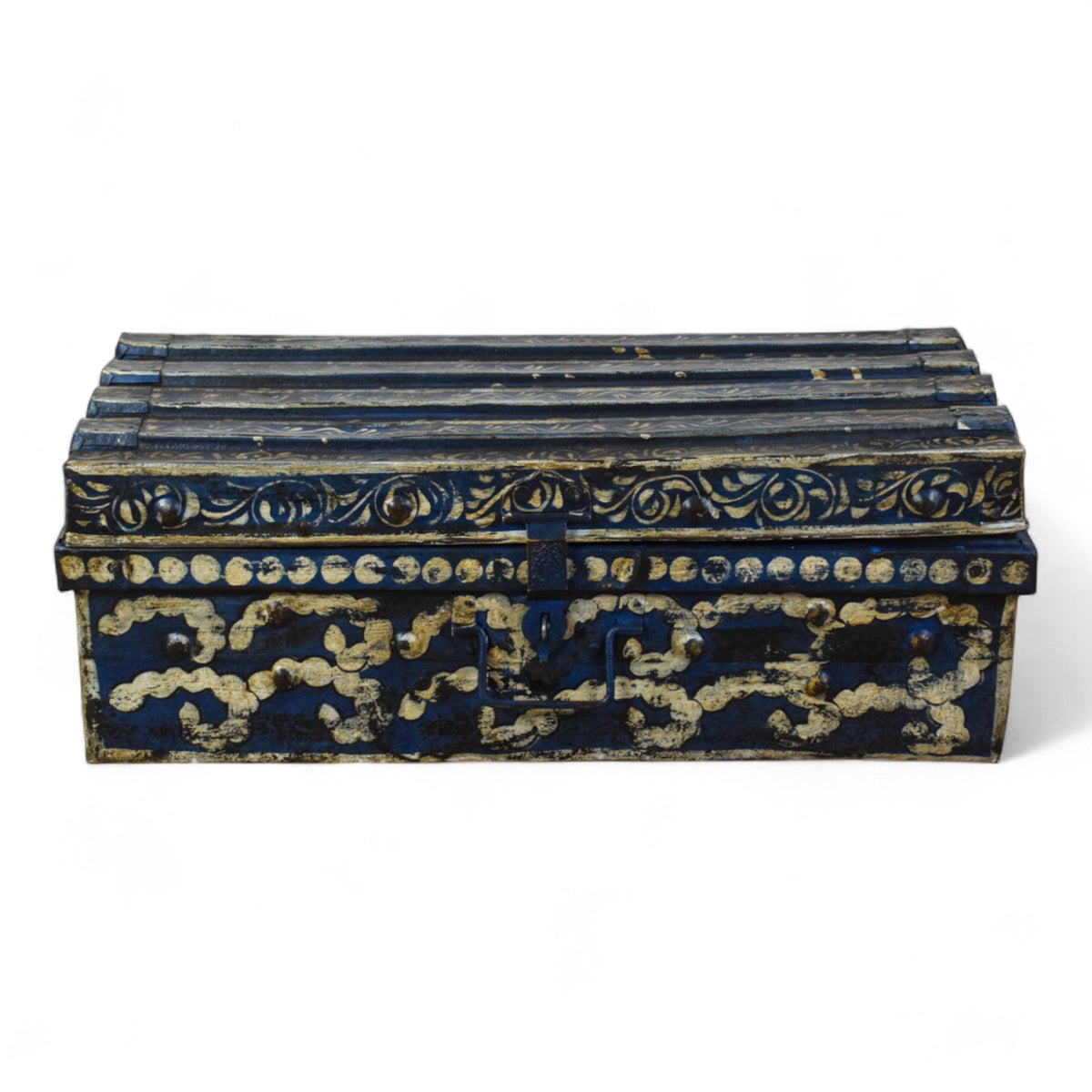 Vintage Indian Hand Painted Metal Travel Trunk Chest