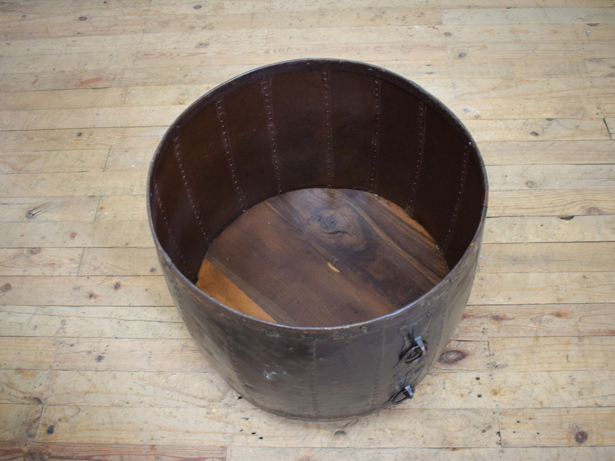 Vintage Metal Planter On Wooden Stand