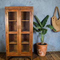 Vintage Wooden Housekeepers Bookcase Rustic Cupboard Cabinet