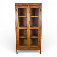 Vintage Wooden Housekeepers Bookcase Rustic Cupboard Cabinet