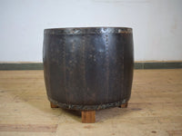Vintage Metal Planter On Wooden Stand