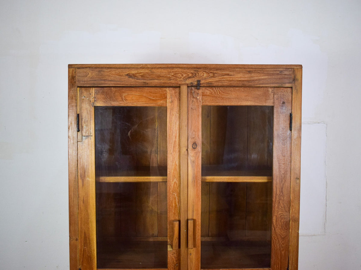 Vintage Wooden Housekeepers Bookcase Rustic Cupboard Cabinet