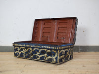 Vintage Indian Hand Painted Metal Travel Trunk Chest