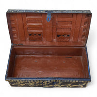 Vintage Indian Hand Painted Metal Travel Trunk Chest