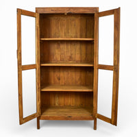 Vintage Wooden Housekeepers Bookcase Rustic Cupboard Cabinet