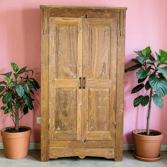 Vintage Rustic Hard Wood Fitted Interior Cupboard Cabinet Storage