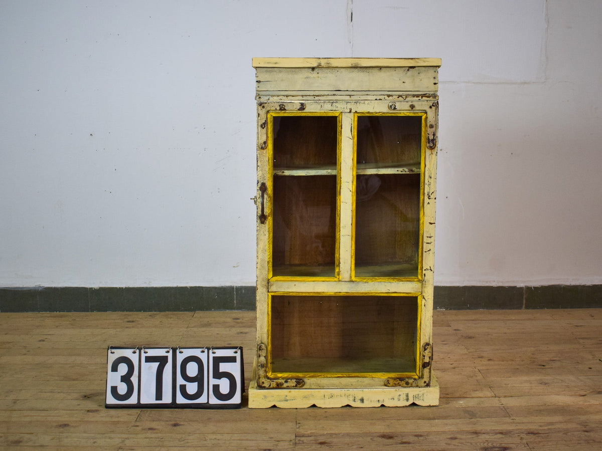 Vintage Worn Painted Rustic Cupboard Cabinet
