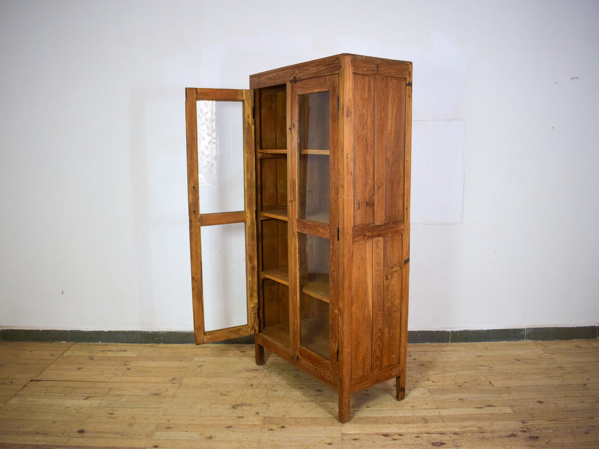 Vintage Wooden Housekeepers Bookcase Rustic Cupboard Cabinet
