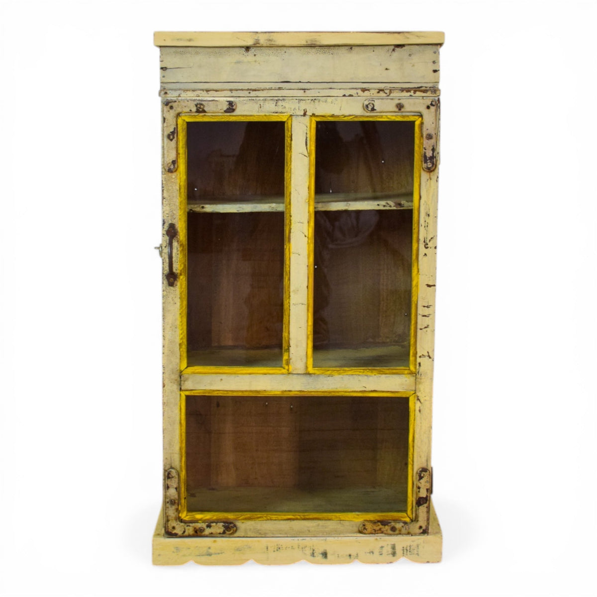 Vintage Worn Painted Rustic Cupboard Cabinet
