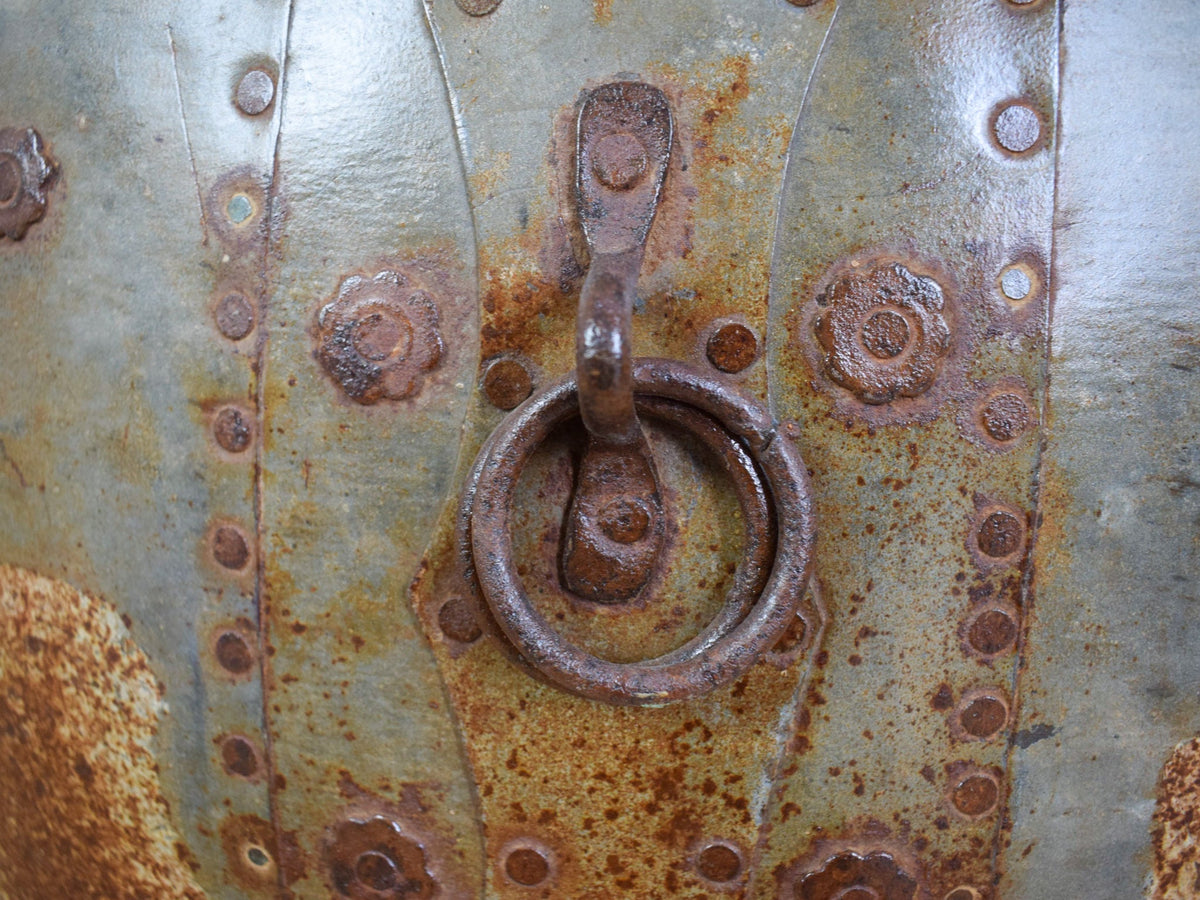 Vintage Metal Planter On Wooden Stand