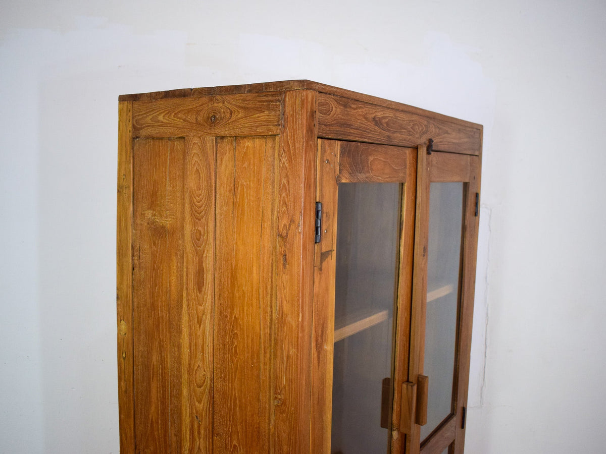 Vintage Wooden Housekeepers Bookcase Rustic Cupboard Cabinet
