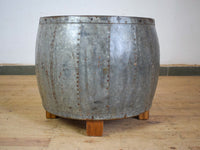 Vintage Metal Planter On Wooden Stand