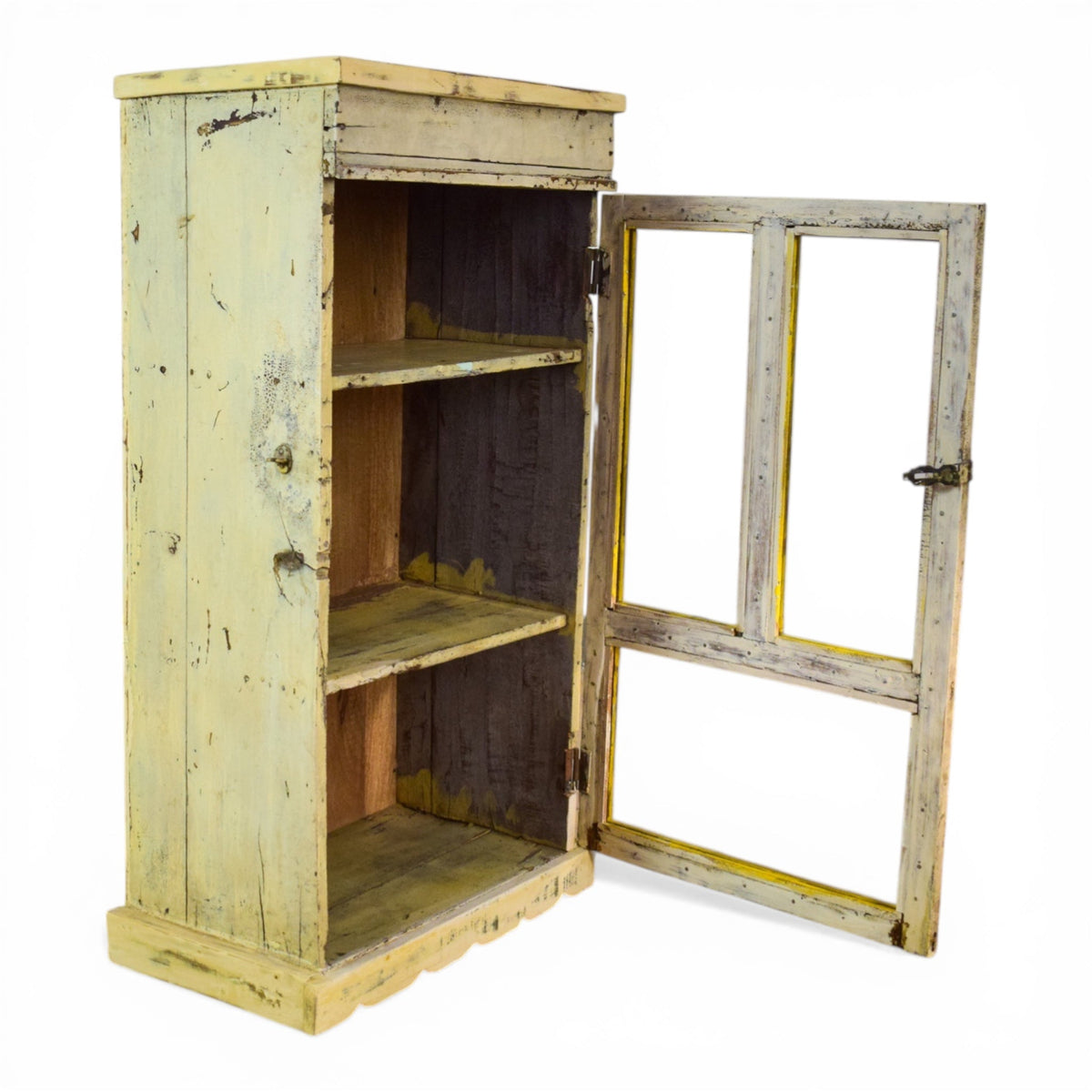 Vintage Worn Painted Rustic Cupboard Cabinet