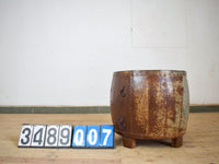 Vintage Metal Planter On Wooden Stand