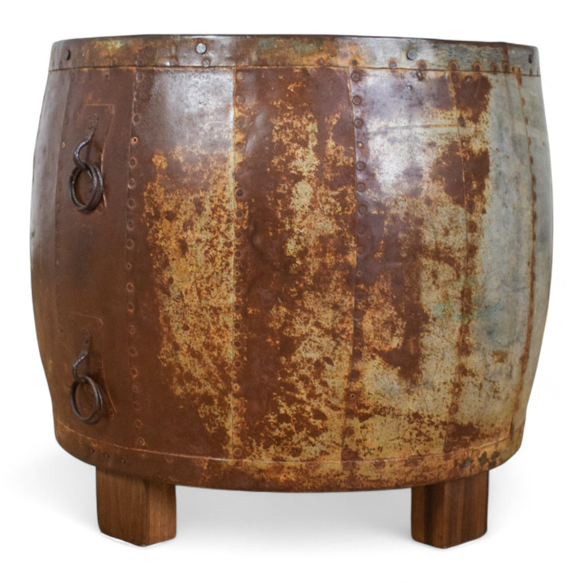 Vintage Metal Planter On Wooden Stand