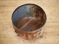 Vintage Metal Planter On Wooden Stand