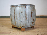 Vintage Metal Planter On Wooden Stand