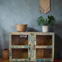 Vintage Worn Painted Rustic Cupboard Cabinet