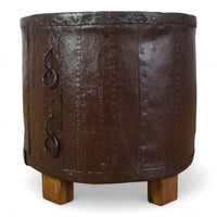 Vintage Metal Planter On Wooden Stand