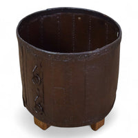 Vintage Metal Planter On Wooden Stand