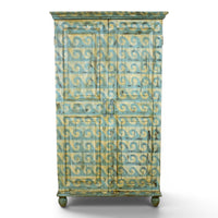 Vintage Rustic Hand Painted Wooden Cupboard Cabinet