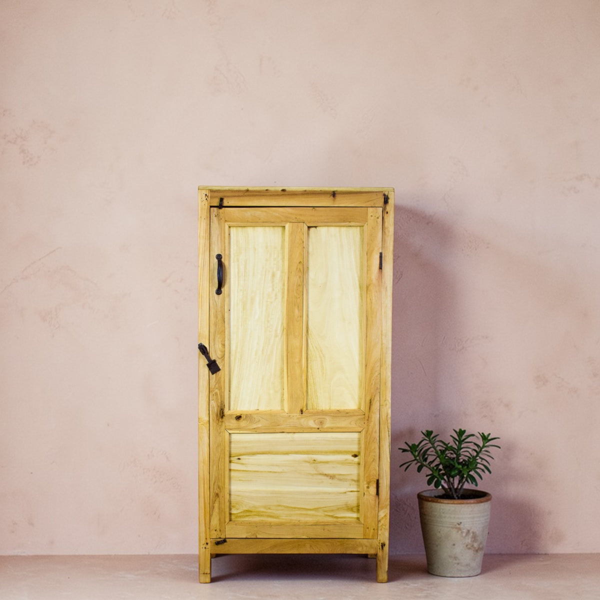 Vintage Rustic Bleached Wood Cupboard Cabinet Storage