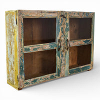 Vintage Worn Painted Rustic Cupboard Cabinet
