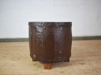 Vintage Metal Planter On Wooden Stand