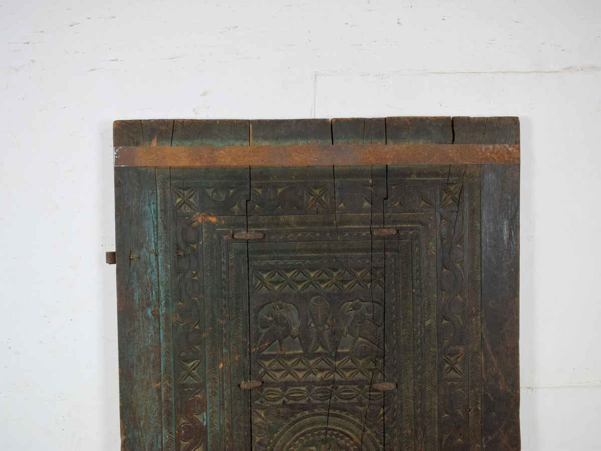 Antique Indian Carved Wooden Door Wall Hanging Art Decoration