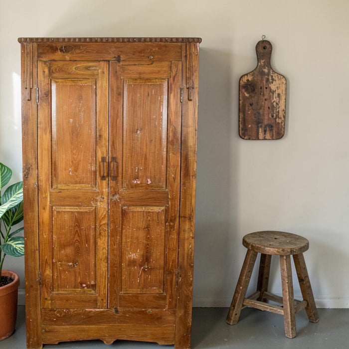 Vintage Rustic Hard Wood Fitted Interior Cupboard Cabinet Storage